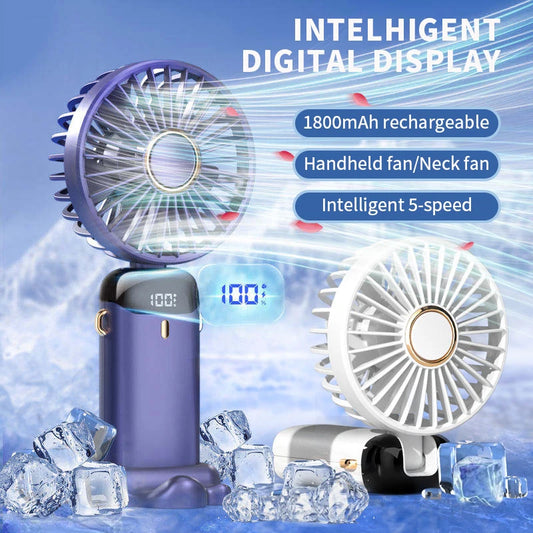 Handheld Neck Fan with Display